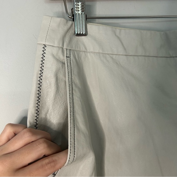 Beatrice B Met Faux Leather Culottes Cream Pants - Picture 4 of 10